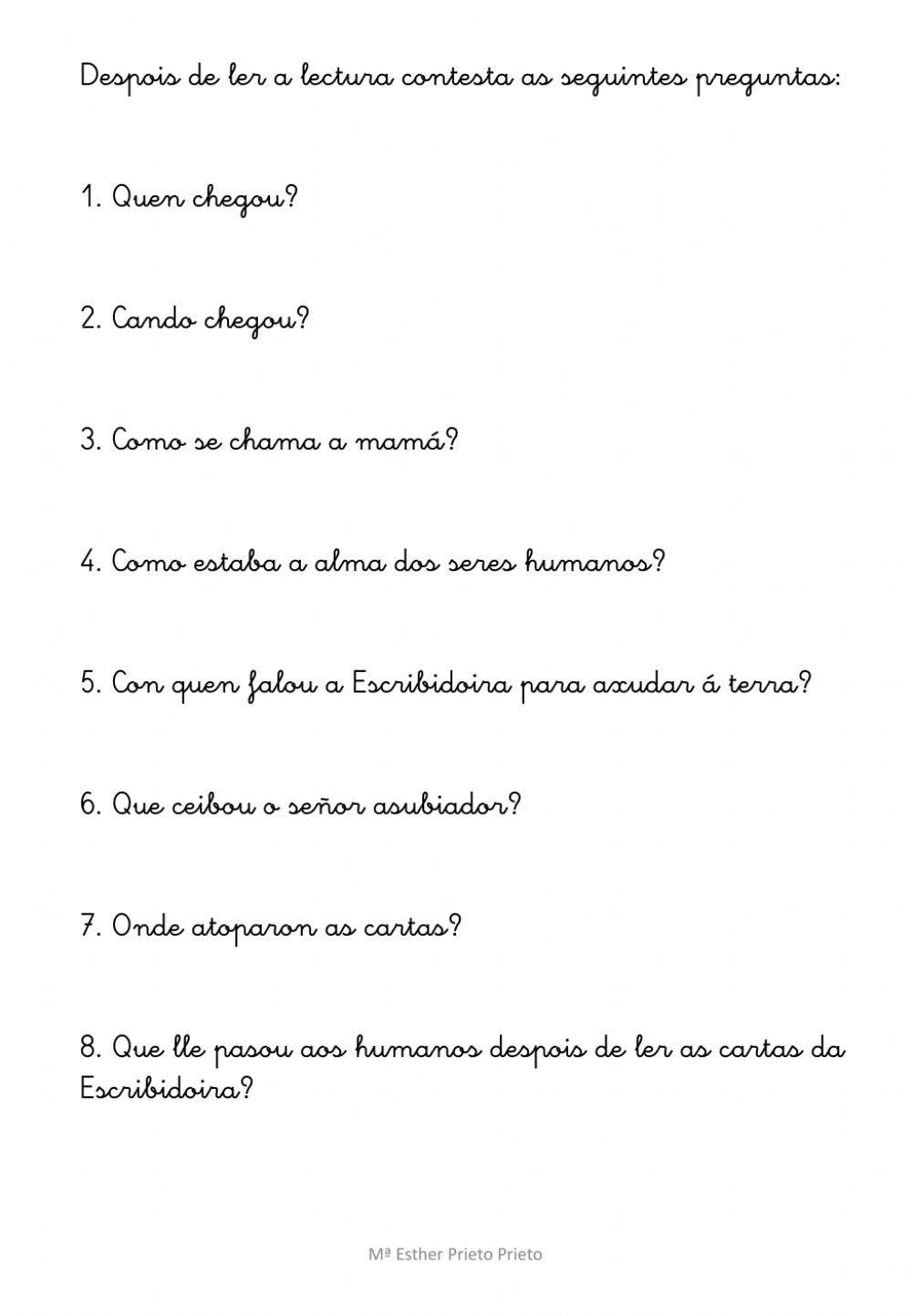 Lectura comprensiva: Na casa das árbores 2