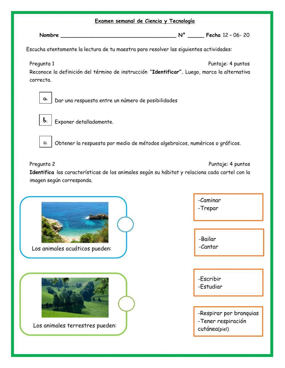Evaluación semanal de Ciencia y Tecnología