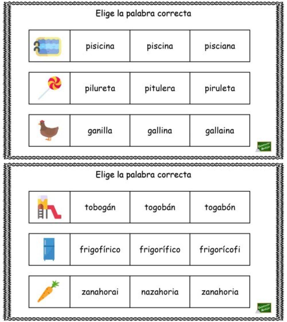 Seleccionar la palabra correcta 3