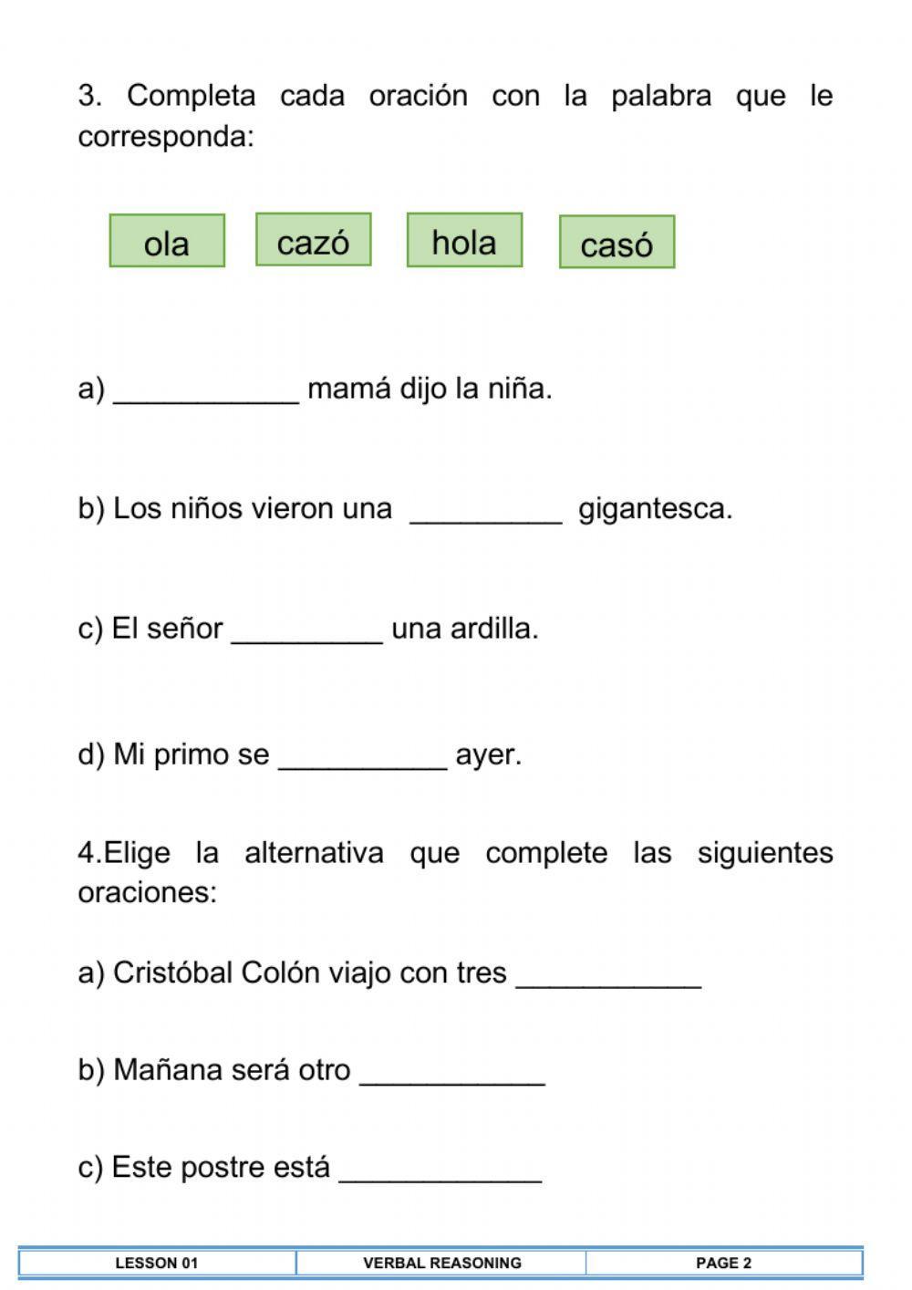 Las Oraciones Incompletas