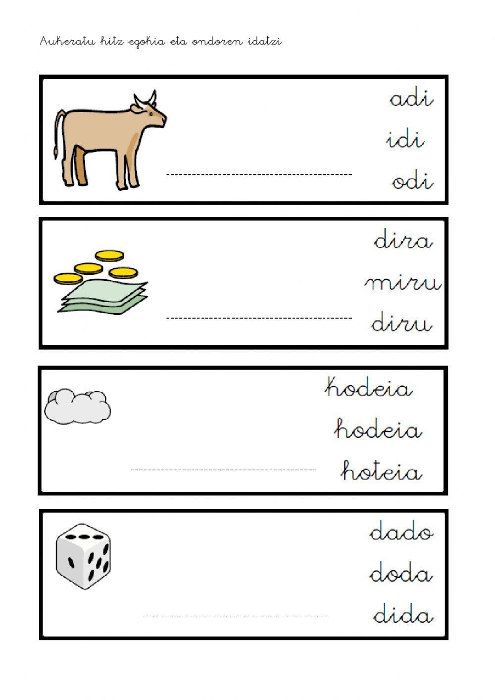 D hizkia- Aukeratu eta idatzi