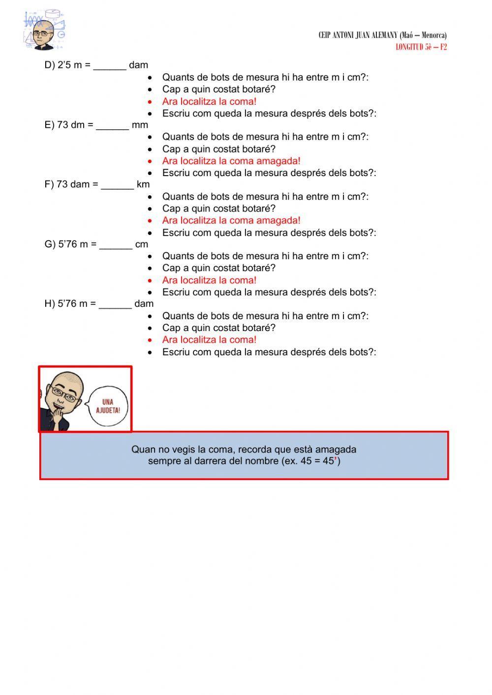 Canvis mesures longitud