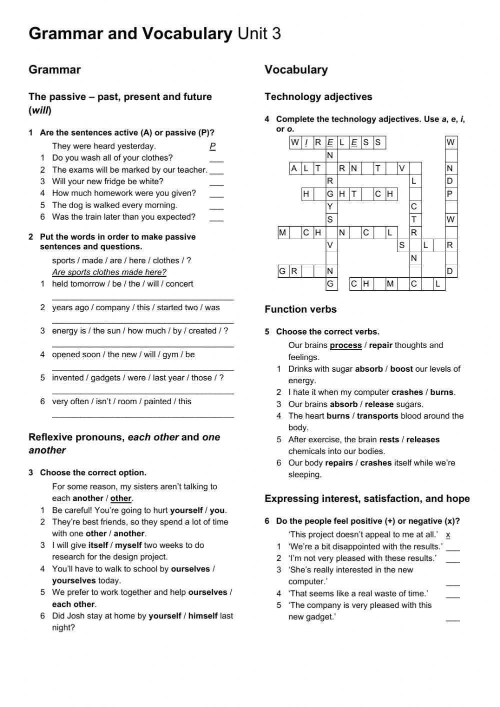 Unit 3: grammar… | Free Interactive Worksheets | 5823679