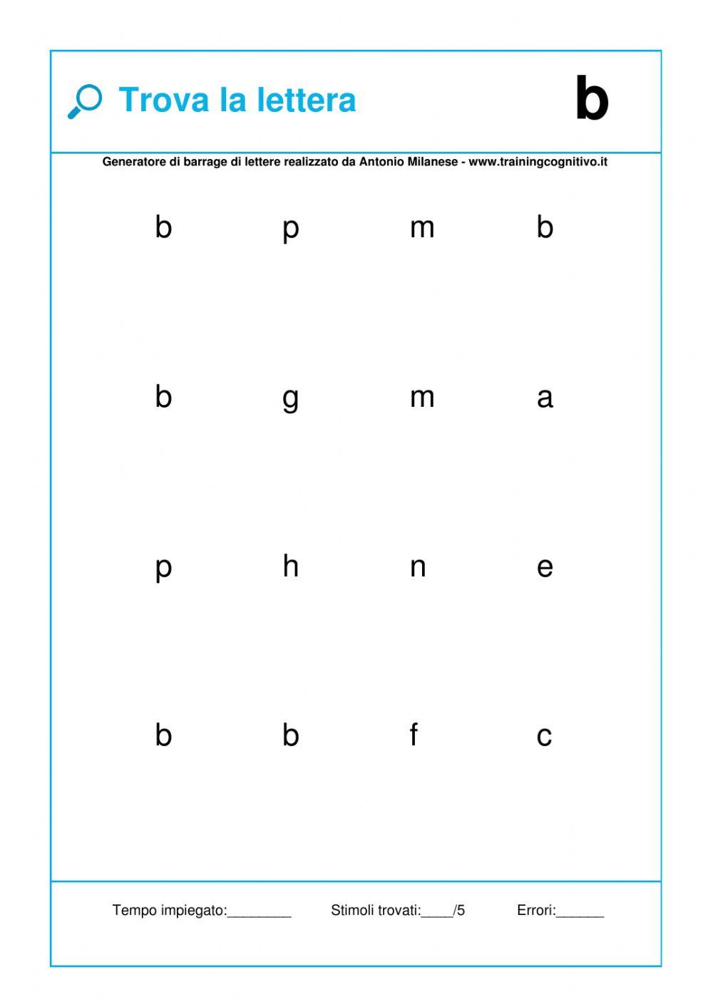 Cerca la lettera -b- Cerca la lettera -b-