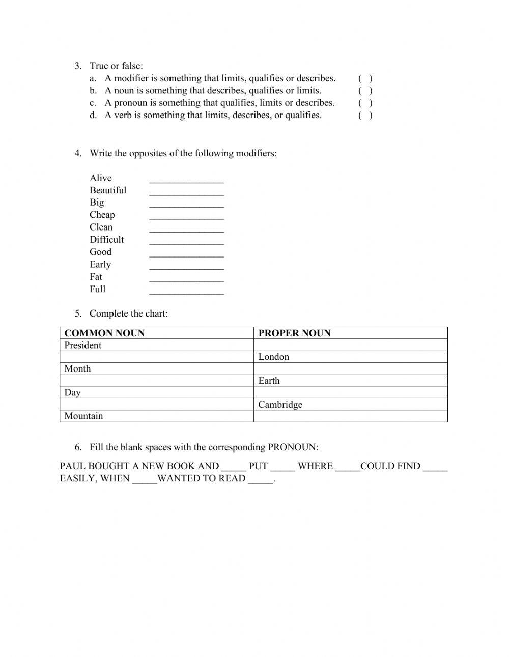 6th grade bimonthly exam