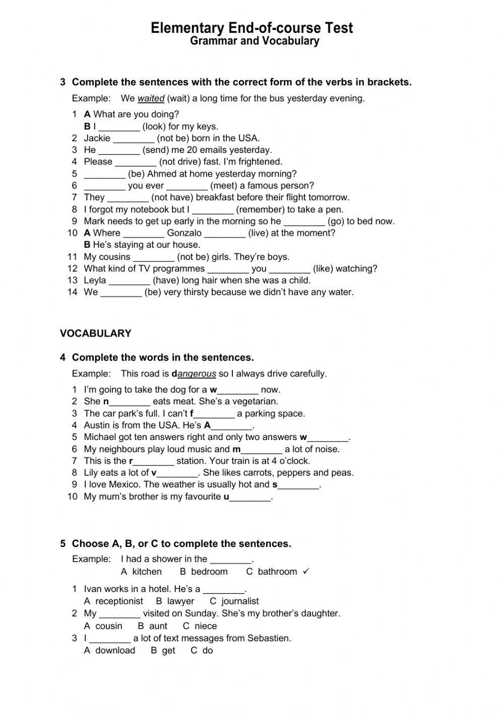 Elementary end of course test