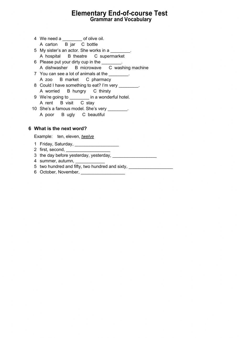 Elementary end of course test