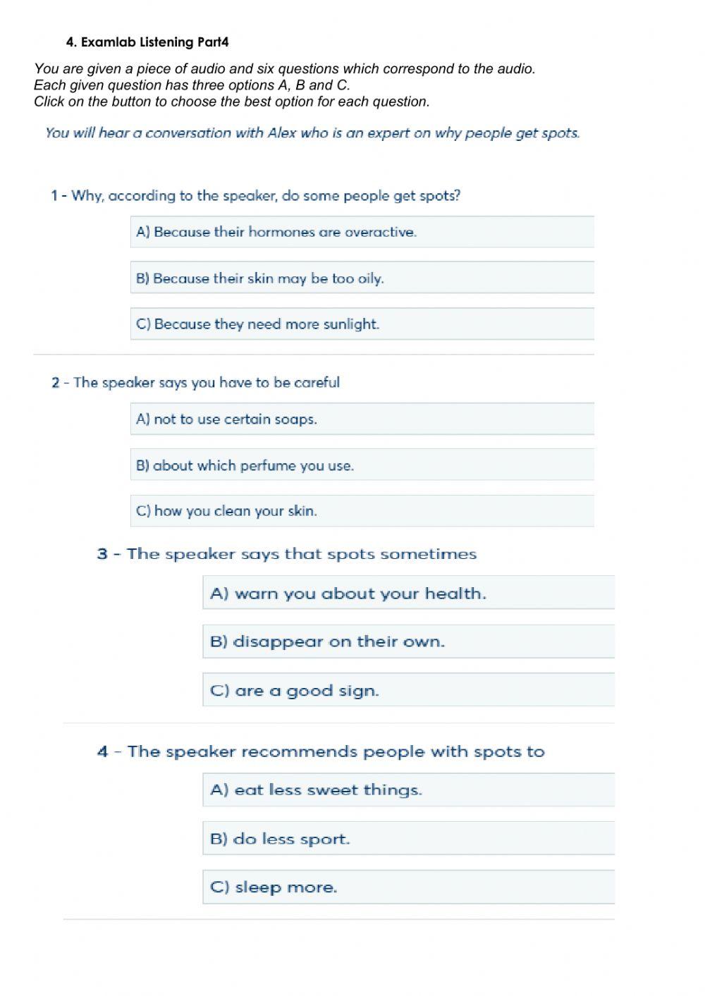4. Listening Part4 Pet for schools
