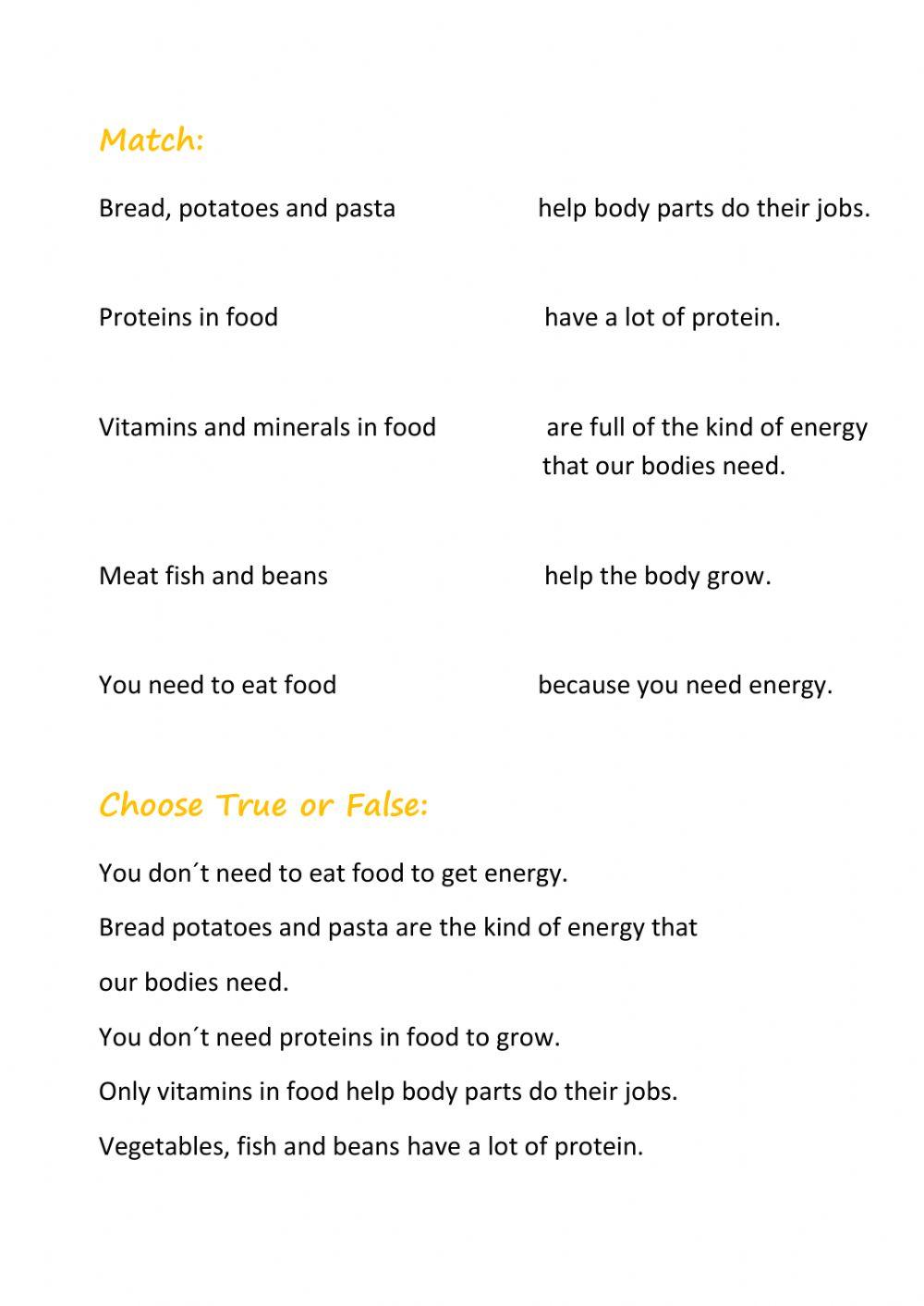 How does our body use food?