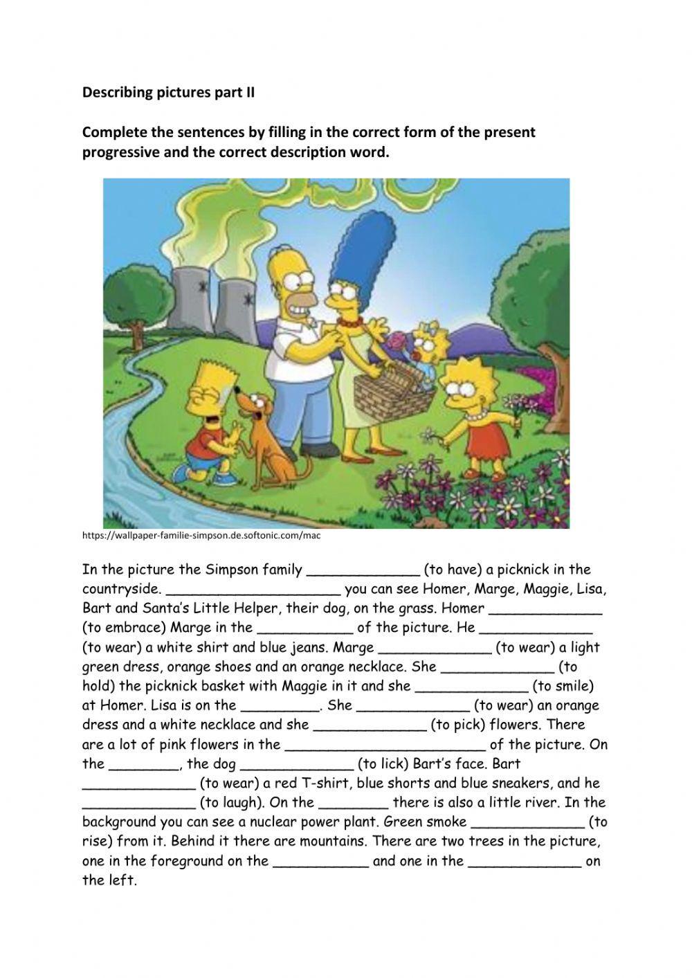 Present progressive picture description