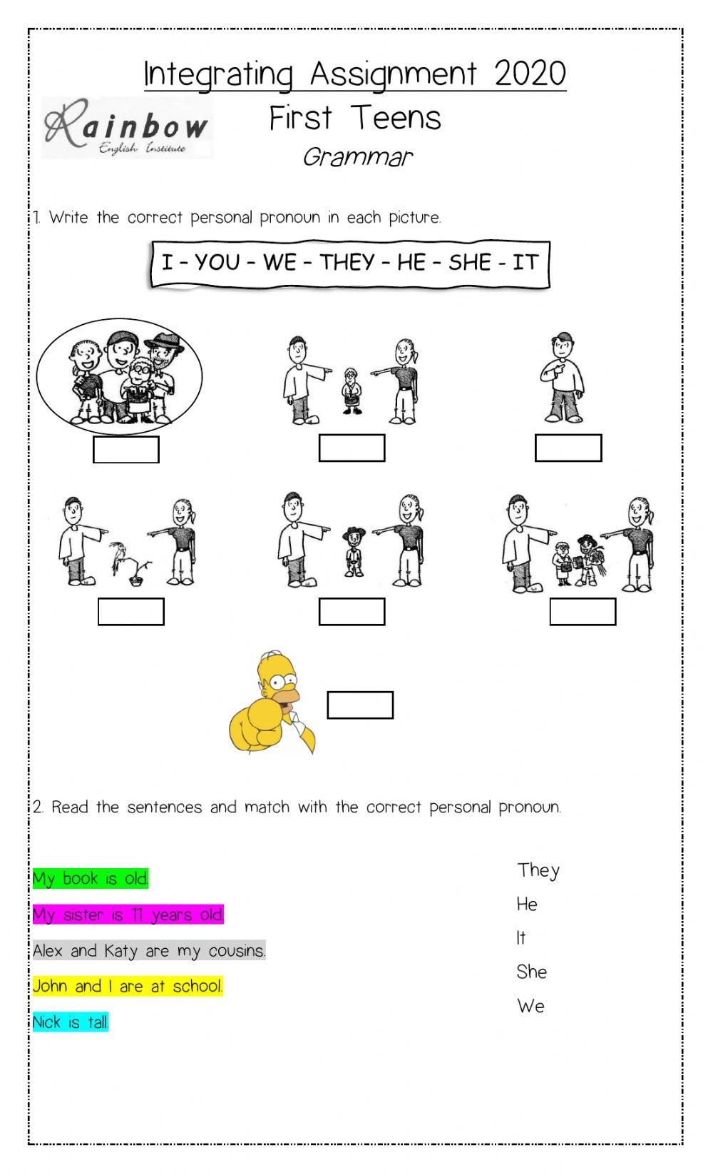 Grammar exam 1st Teens