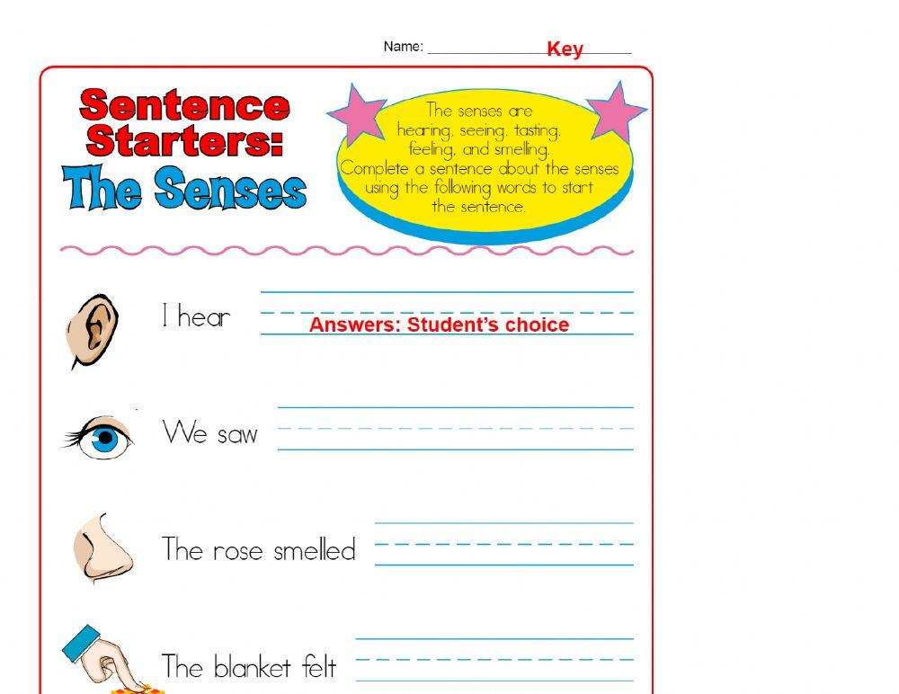 Senses Sentence Starters