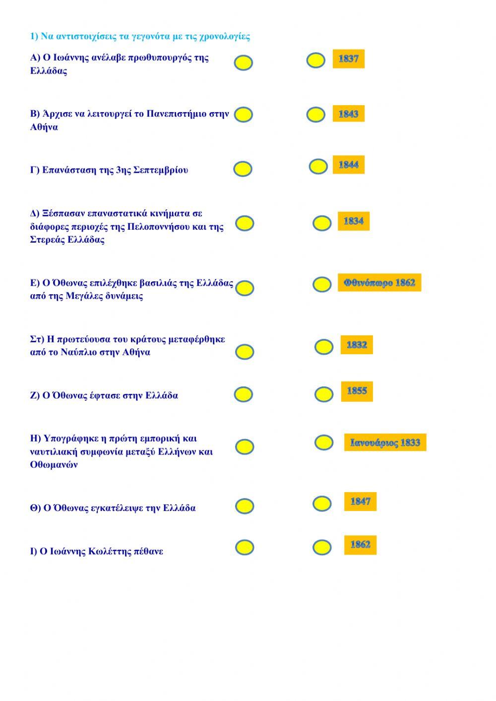 Φύλλο εργασίας ιστορίας( κεφάλαιο 1 Ενότητα Δ )