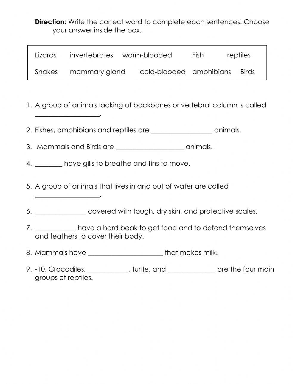 Classification of Animals