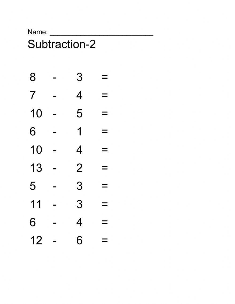 Subtraction-2 worksheet | Live Worksheets