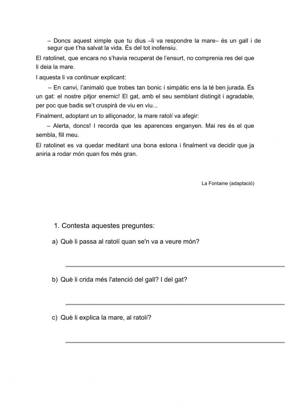 El ratolí, el gat i el gall