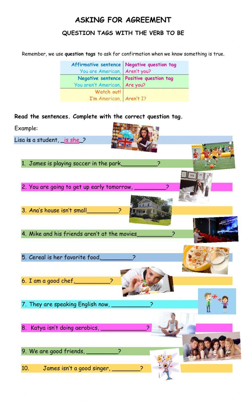 Question tags with the verb to be