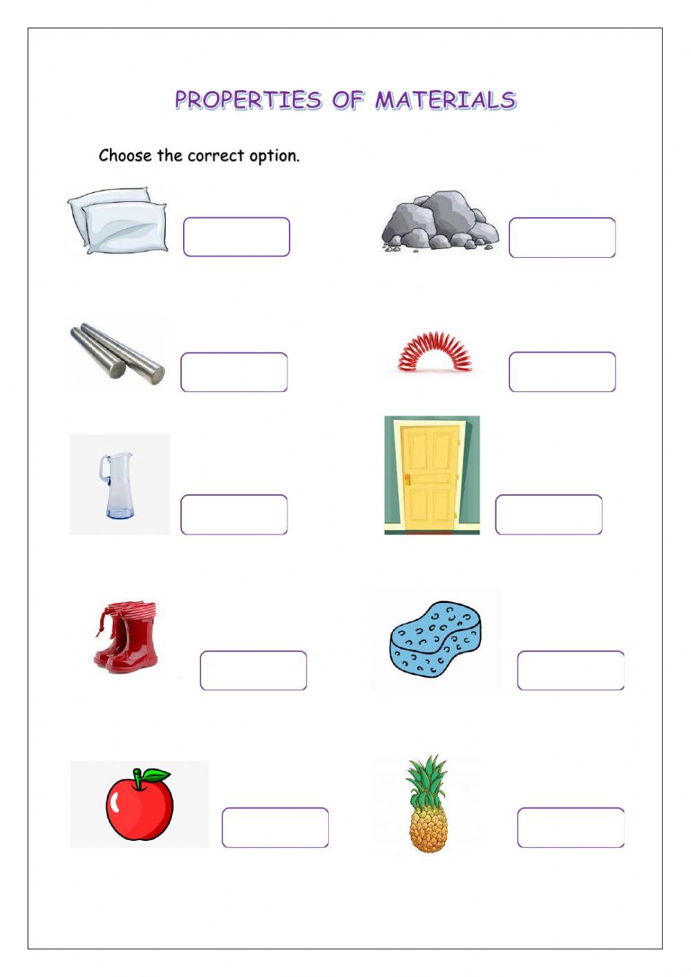 Properties Of Materials Worksheet