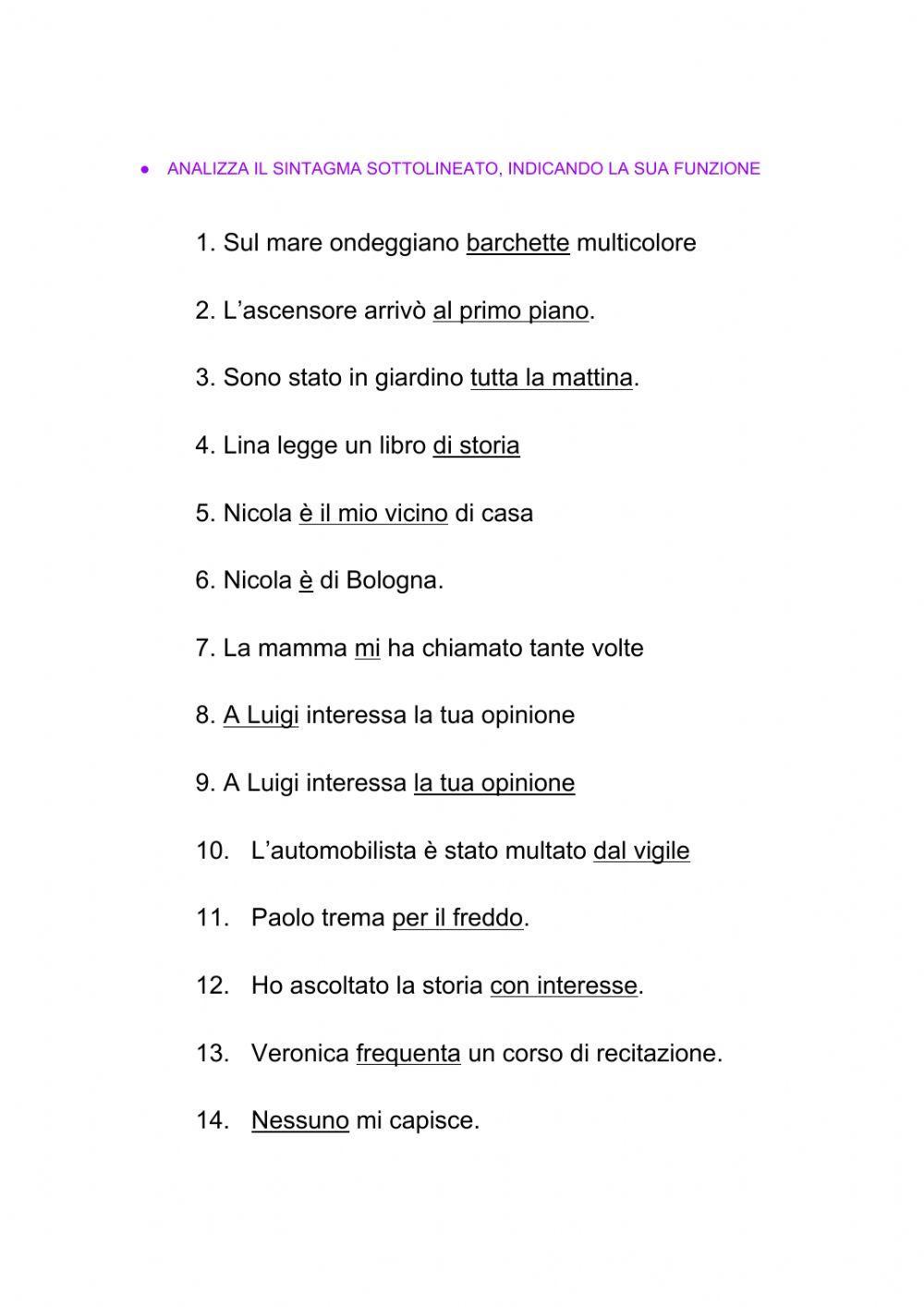 Soggetto-Predicato-Complementi