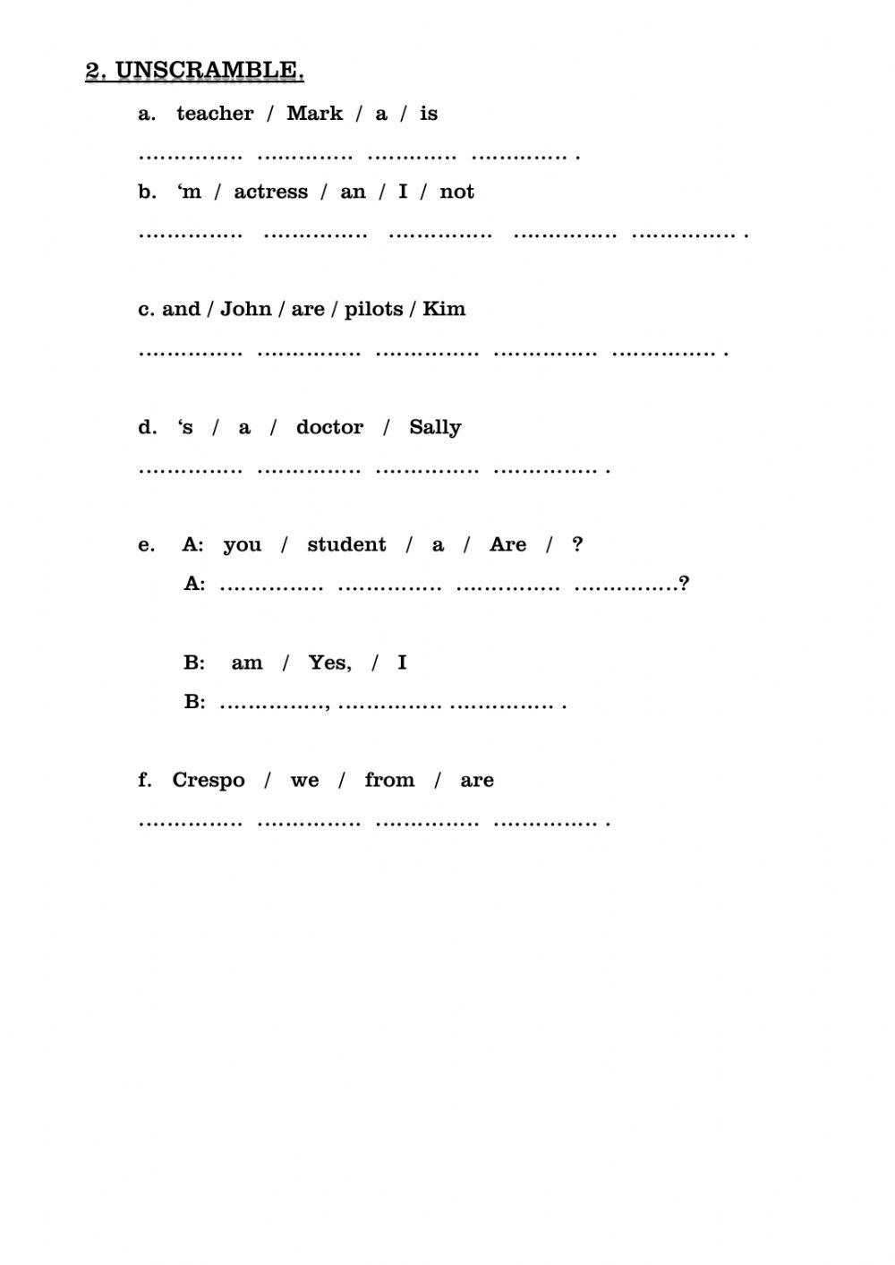 VERB -BE- and OCCUPATIONS