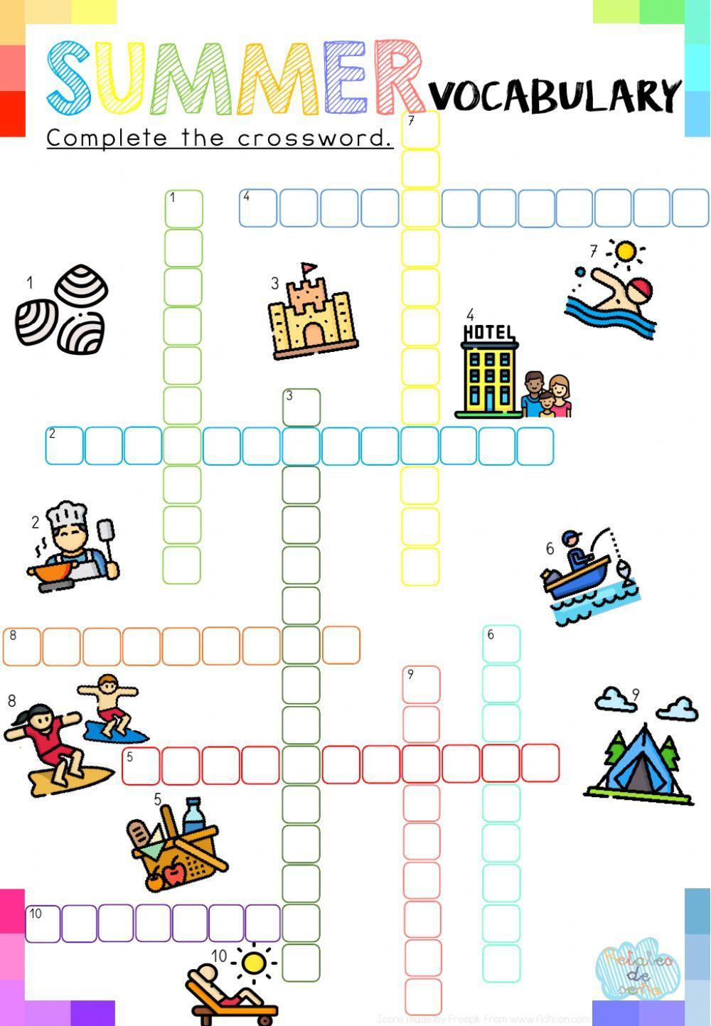 Complete the crossword: Vocabulary food
