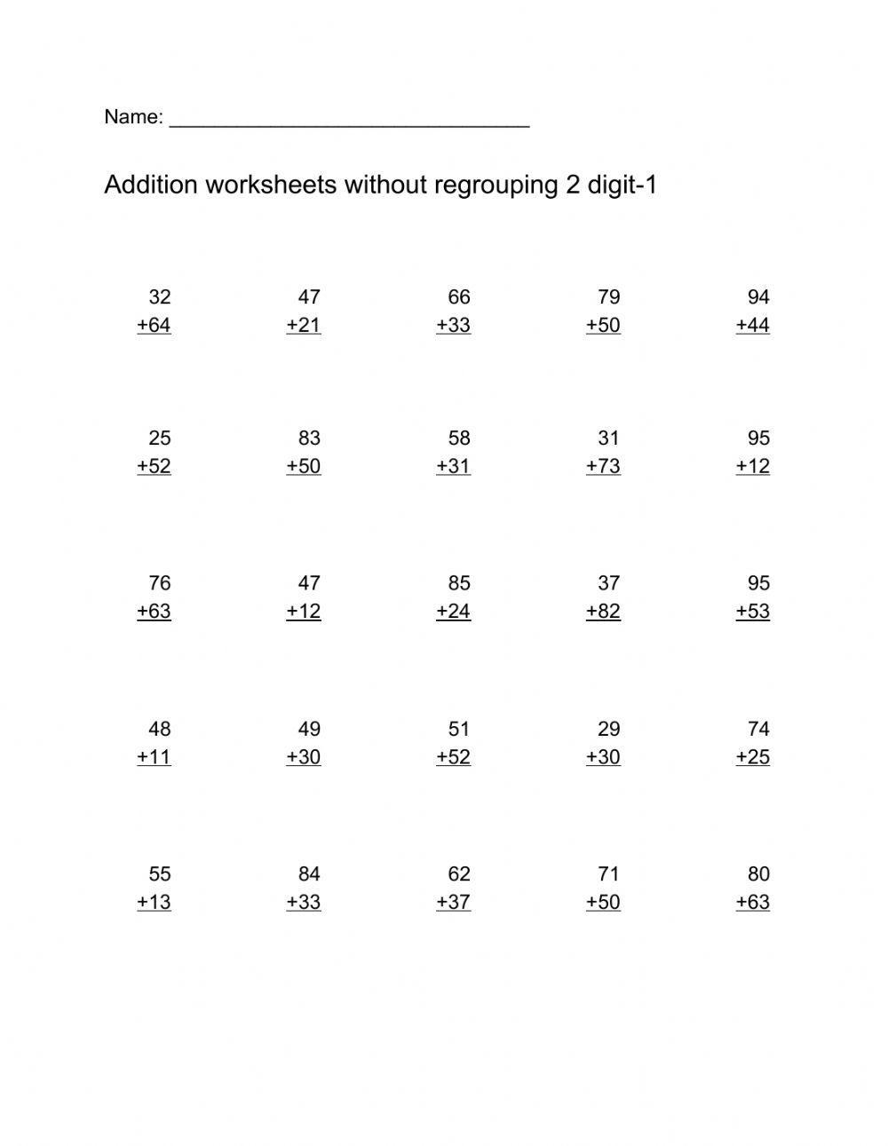 Addition worksheets without regrouping 2 digit-1