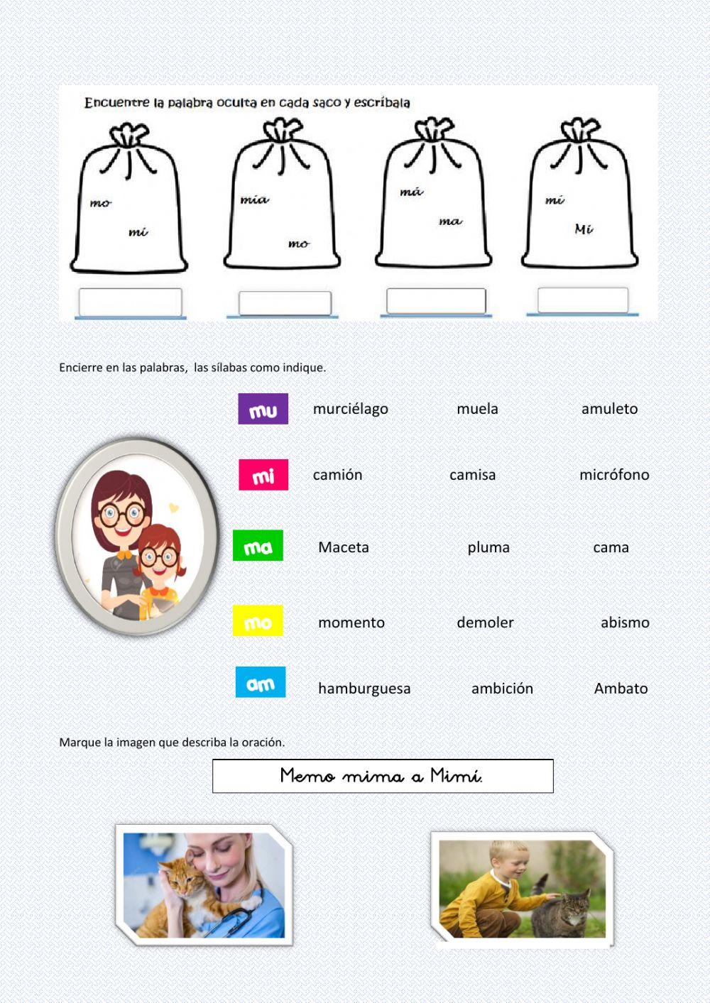 Vocabulario con silabas con M