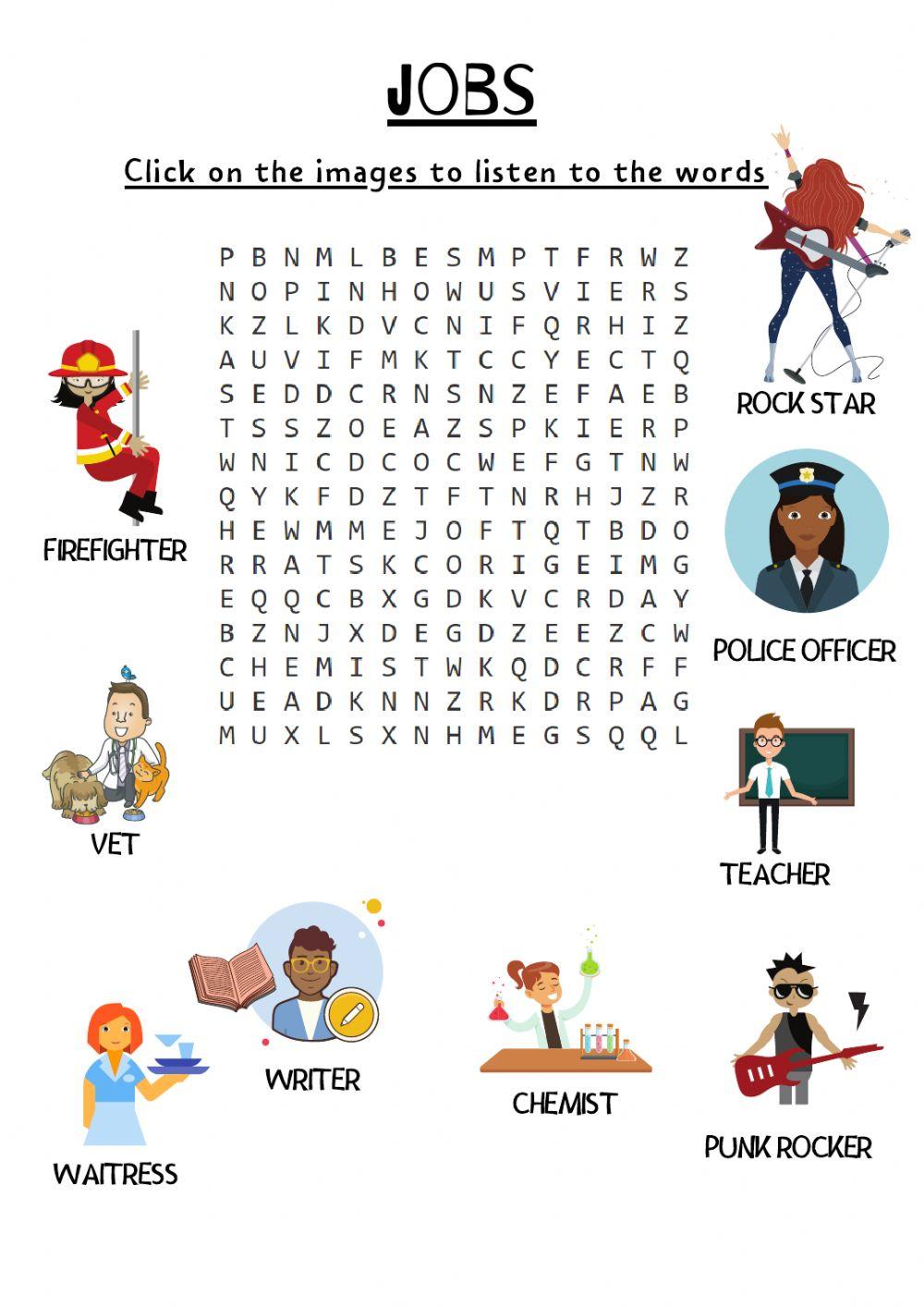 JOBS. Wordsearch