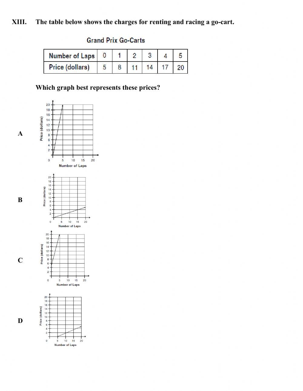 Grade 7 math placement test online exercise for live worksheets