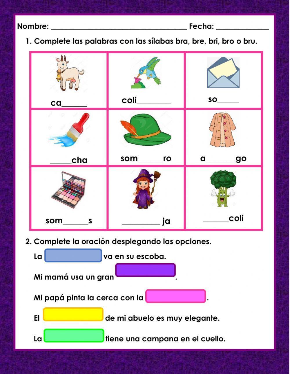 Familia de sílabas bra