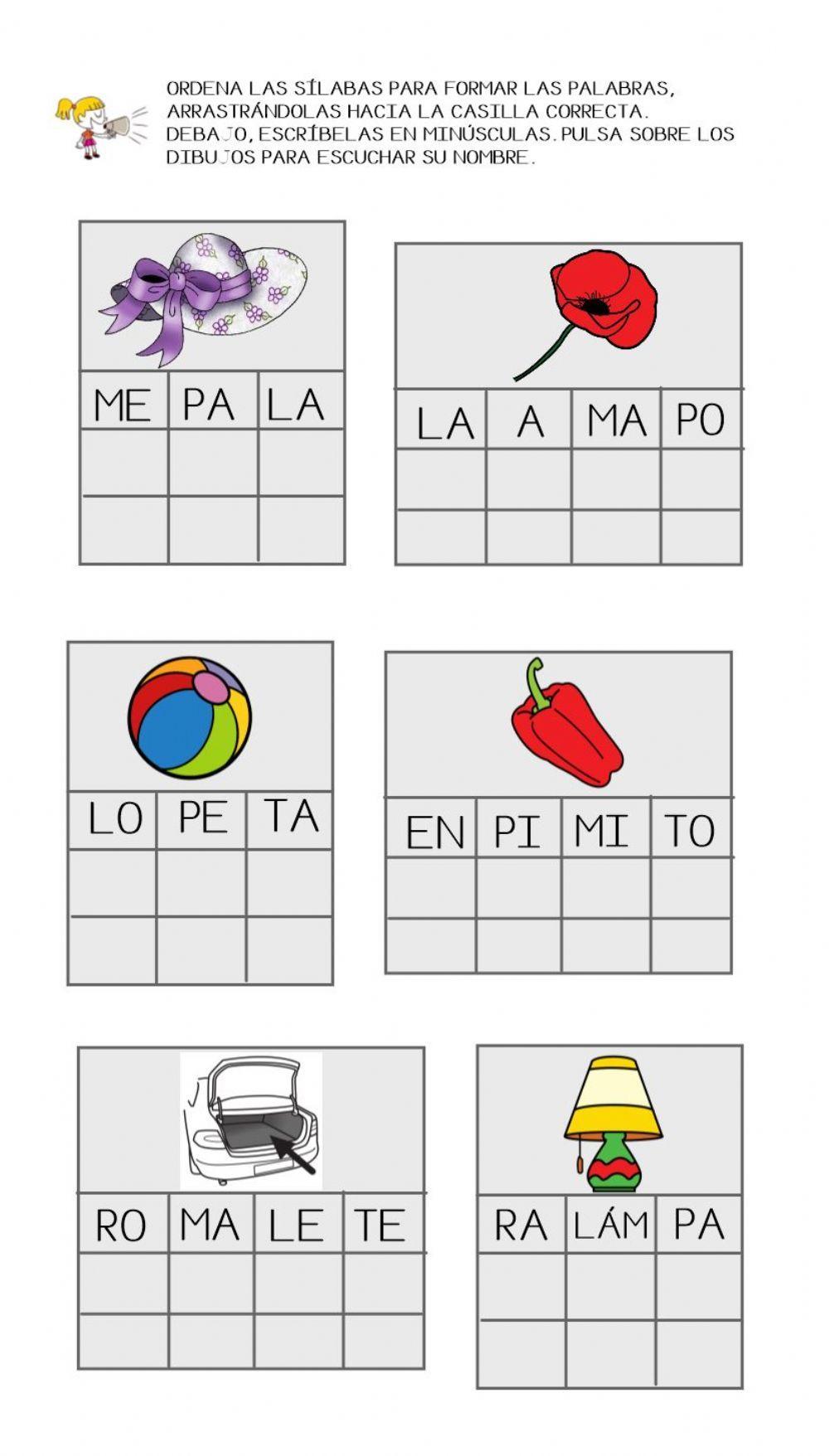 ordenar sílabas ordenar sílabas