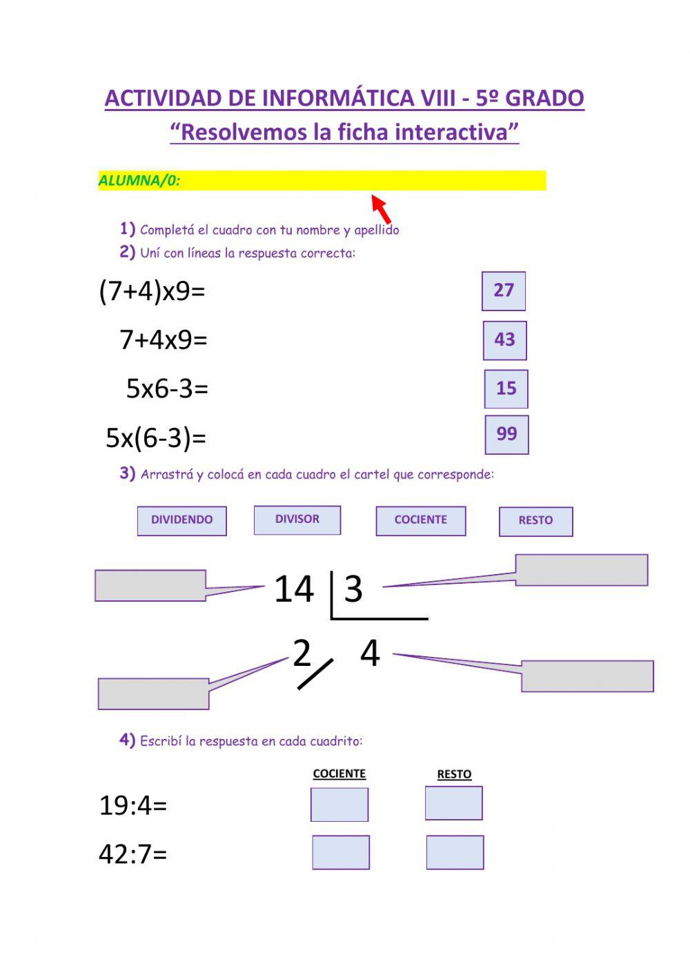 Cálculos combinados y divisiones