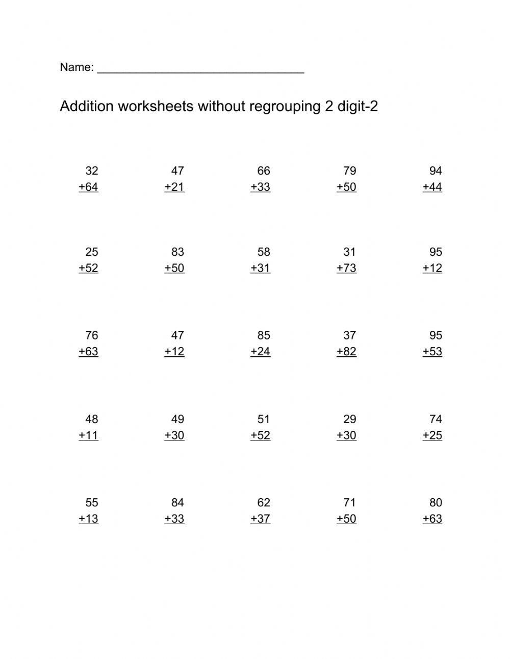 Addition worksheets without regrouping 2 digit-2