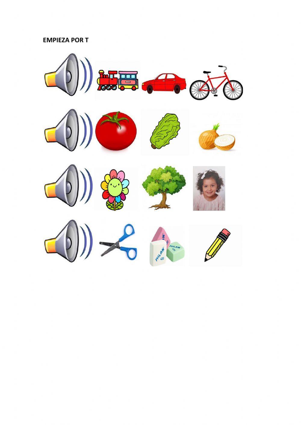 Buscamos objetos, animales o personas cuyo nombre empiece por la letra t