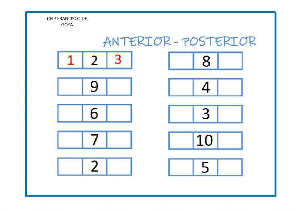 Serie numérica contar del 1 al 10