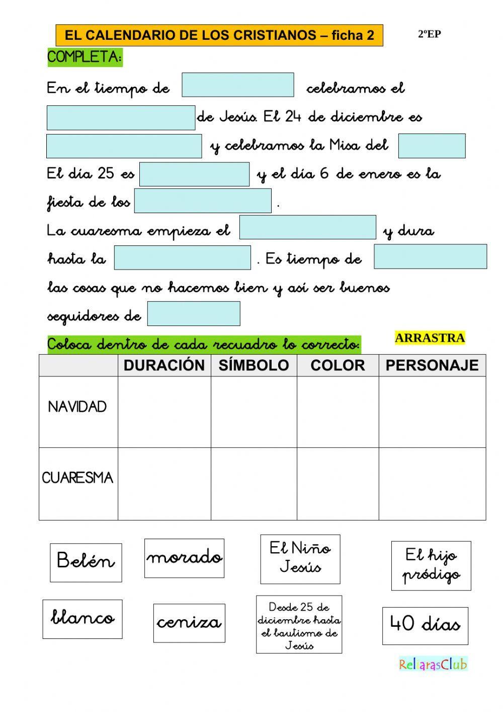 El calendario de los cristianos 2