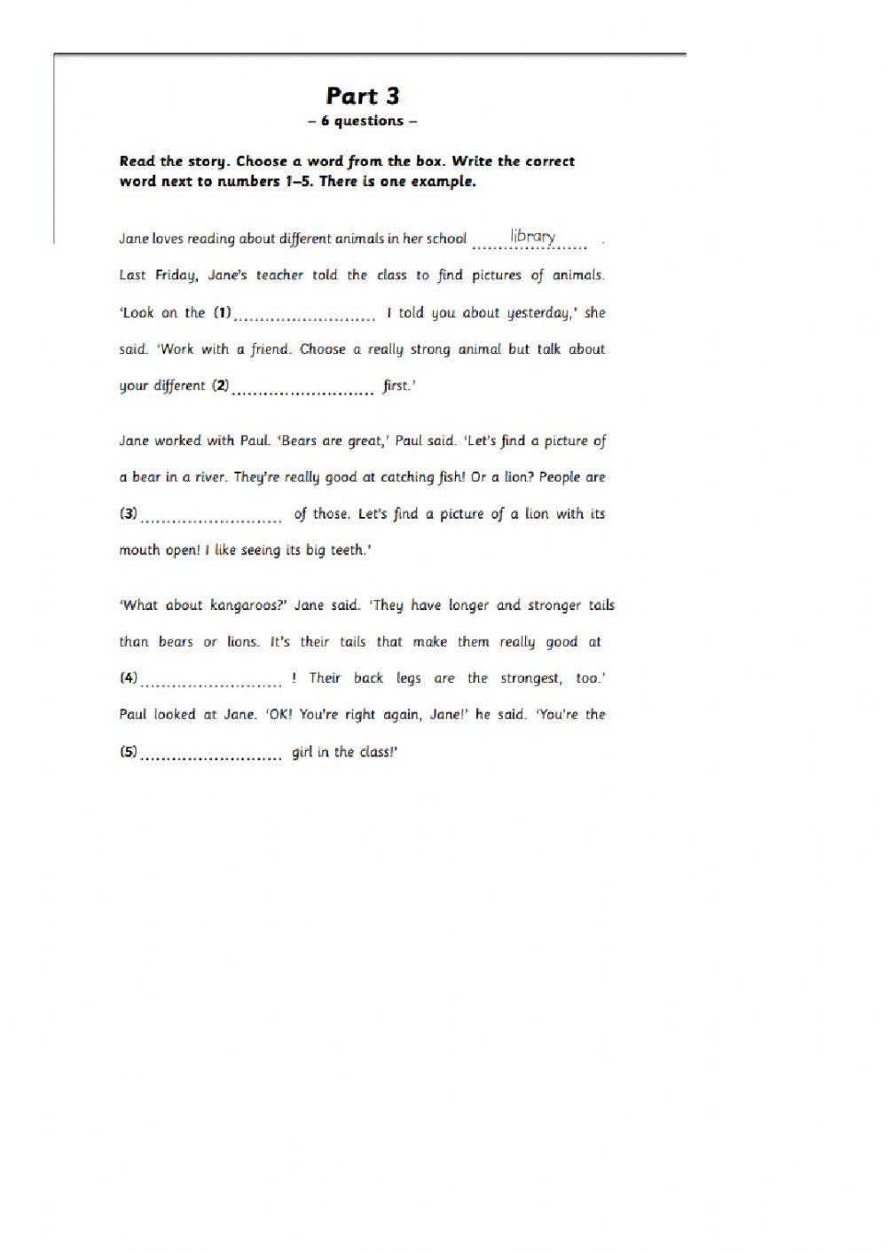 Movers reading and writing