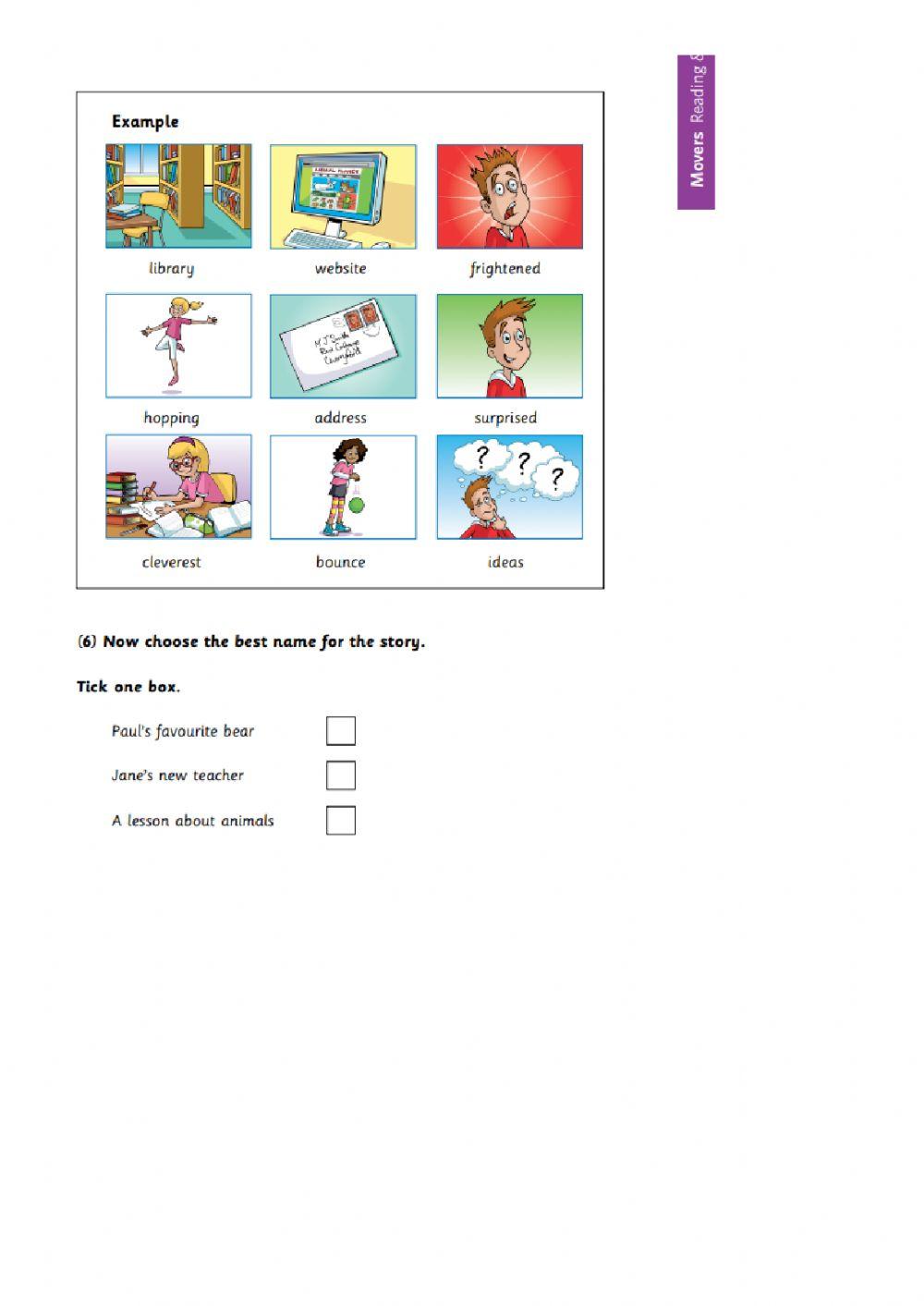 Movers reading and writing