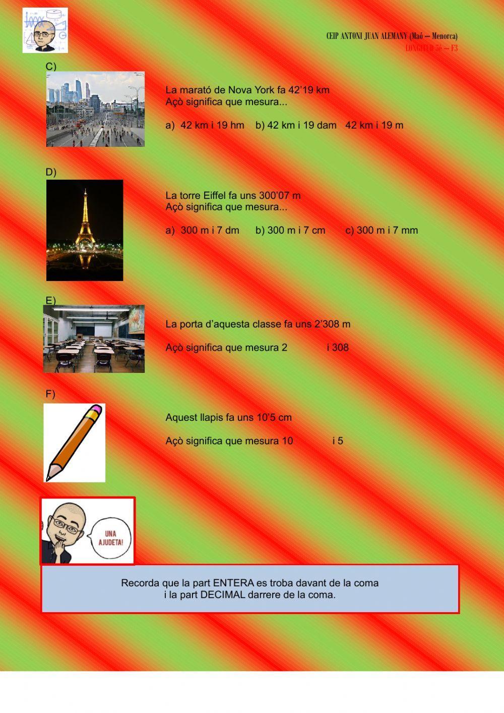 Part entera i part decimals en longitud