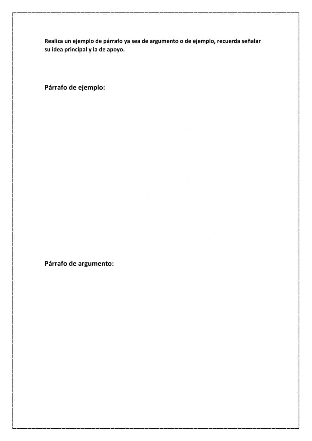 Párrafo de argumento y de ejemplo