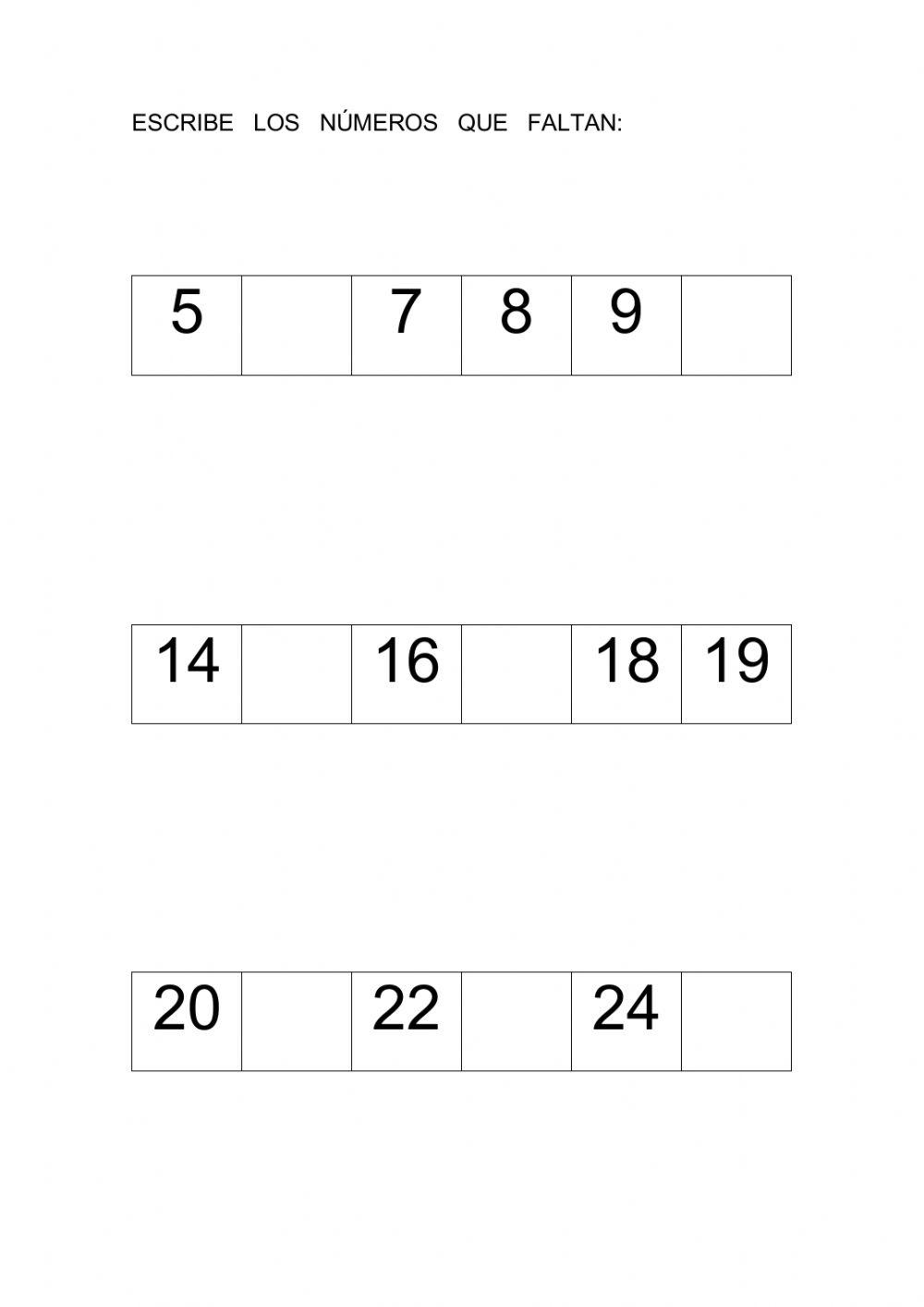 Números del 1 al 50