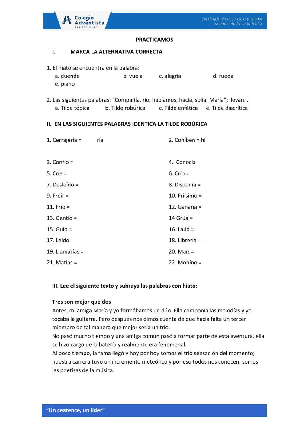 Práctica de tildación robúrica