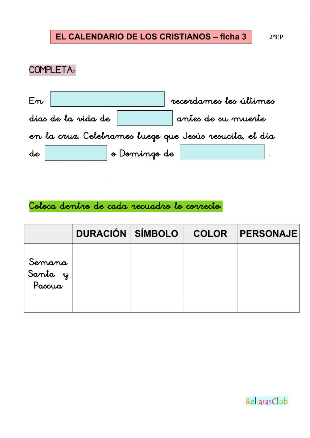 El calendario de los cristianos 3