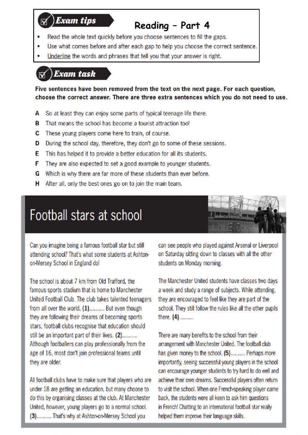 Reading - PART 4-1 online exercise for | Live Worksheets