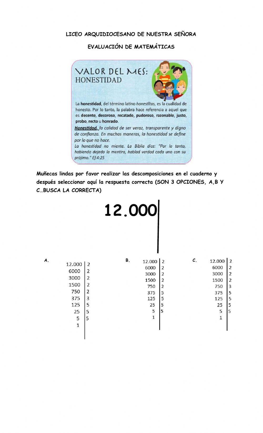 DESCOMPOSICION DE UN NUMERO EN SUS FACTORES PRIMOS