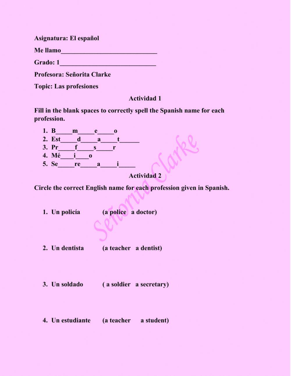 Las Profesiones Online Practice Live Worksheets las-profesiones-online-practice-live-worksheets