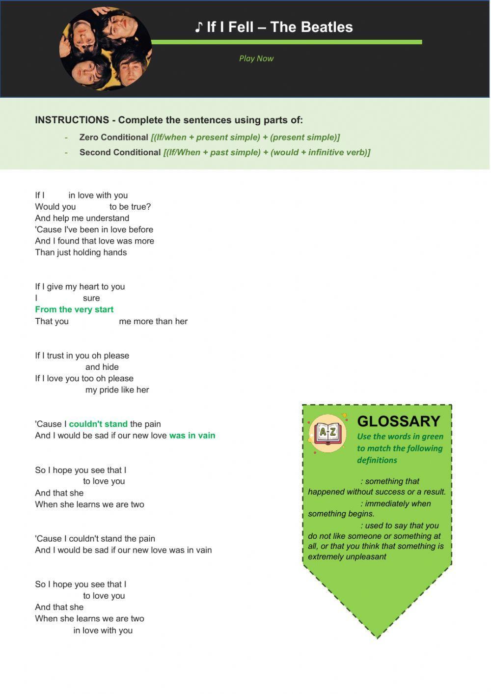 Zero conditionals with the Beatles