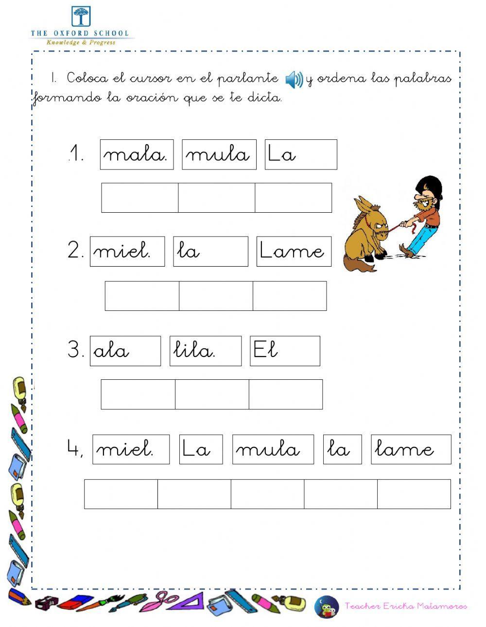 Oraciones desordenadas con l