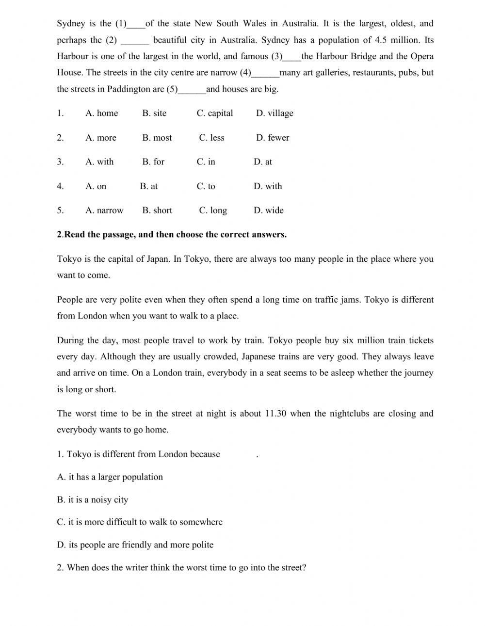 English Final Test Grade 6-Test 2