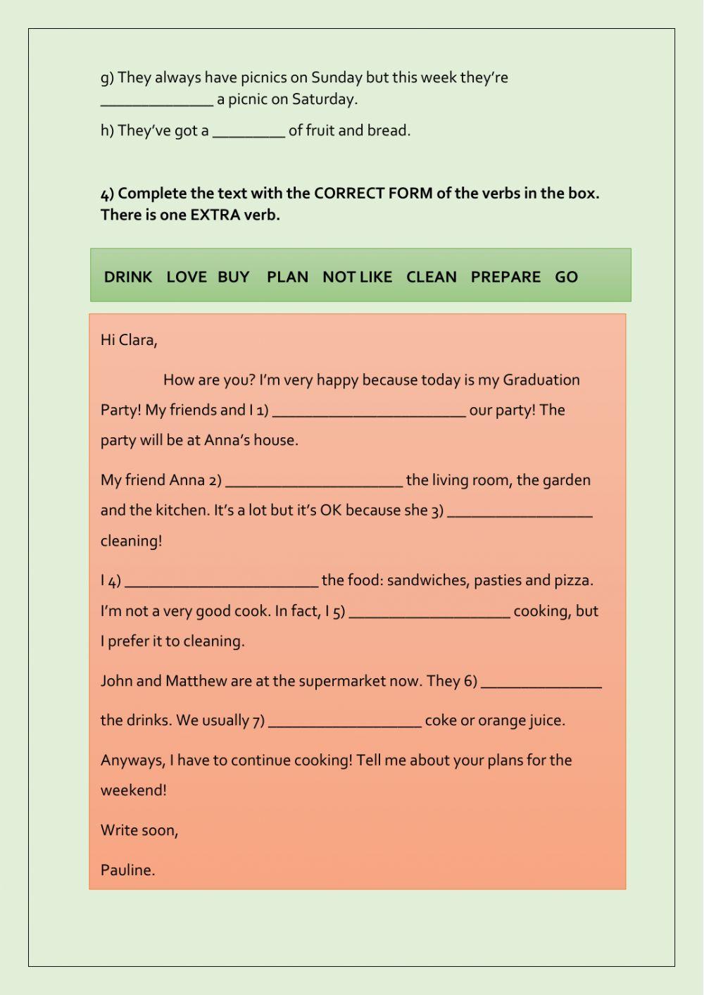 Movers- Revision N°6 - Grammar